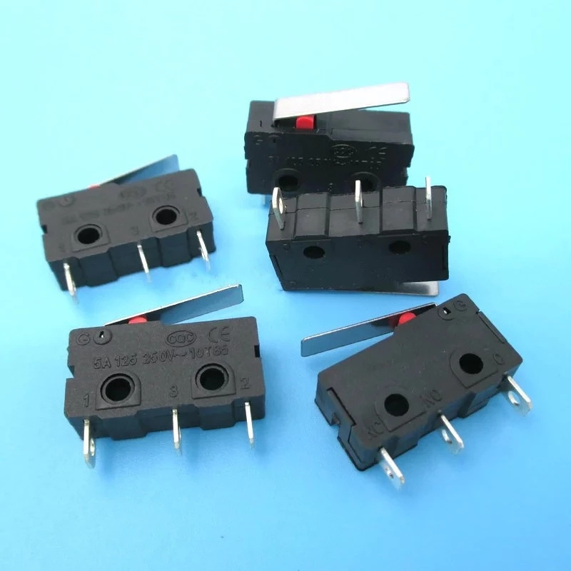 10Pcs 125V 1A 3 Terminals Momentary 13mm Lever Arm Micro Switch Black Laser Machine Micro Limit Sensor Auto Switch