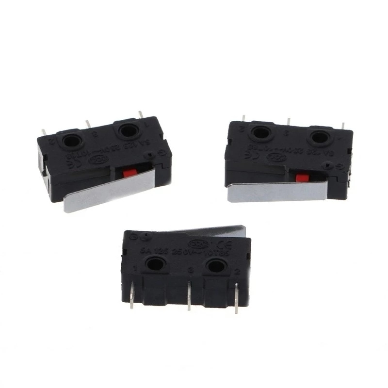 10Pcs 125V 1A 3 Terminals Momentary 13mm Lever Arm Micro Switch Black Laser Machine Micro Limit Sensor Auto Switch