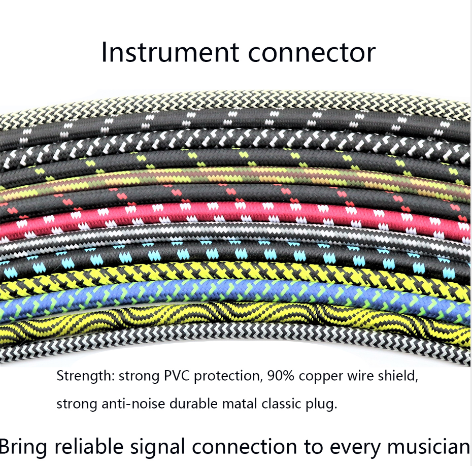 New electric guitar cable 6.35mm jack cable guitar plug straight to 90 degree mini bass speaker microphone amp instrument cable