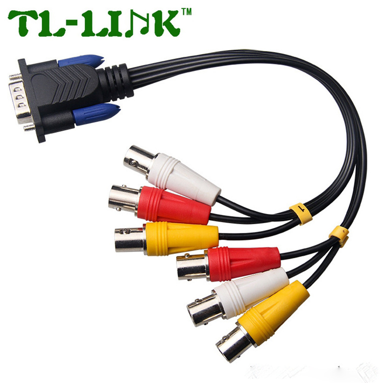 VGA rca cable high speed DB 9-Pin Female/male Plug VGA to 6RCA Cable with VGA Cable Screws