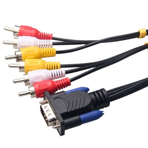 VGA rca cable high speed DB 9-Pin Female/male Plug VGA to 6RCA Cable with VGA Cable Screws