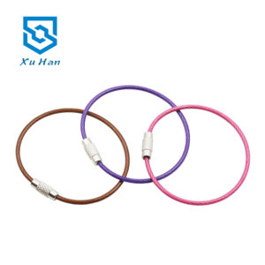 Factory direct sale, high quality PVC coated stainless steel cable with screw lock, wire rope key ring