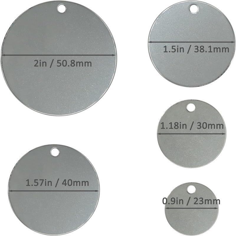 Cross-border stainless steel round blank label heat transfer logo hang tag pet engraved tag key chain pendant