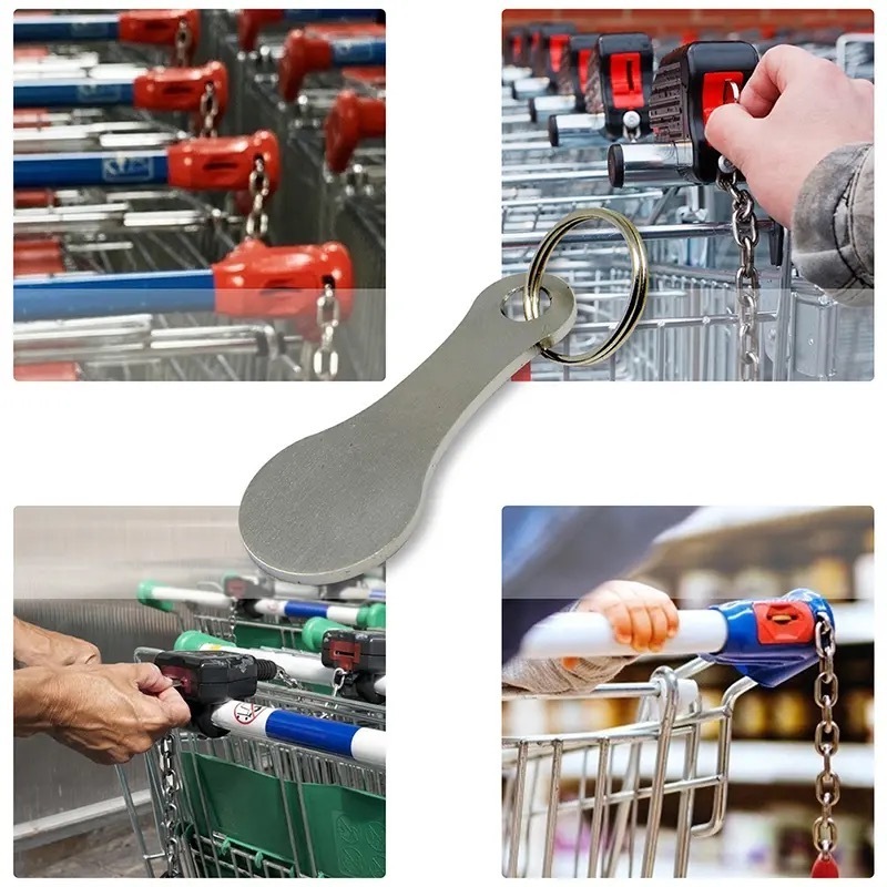 Hot sale token coin keychain shopping cart keyring metal advertising gift stainless steel