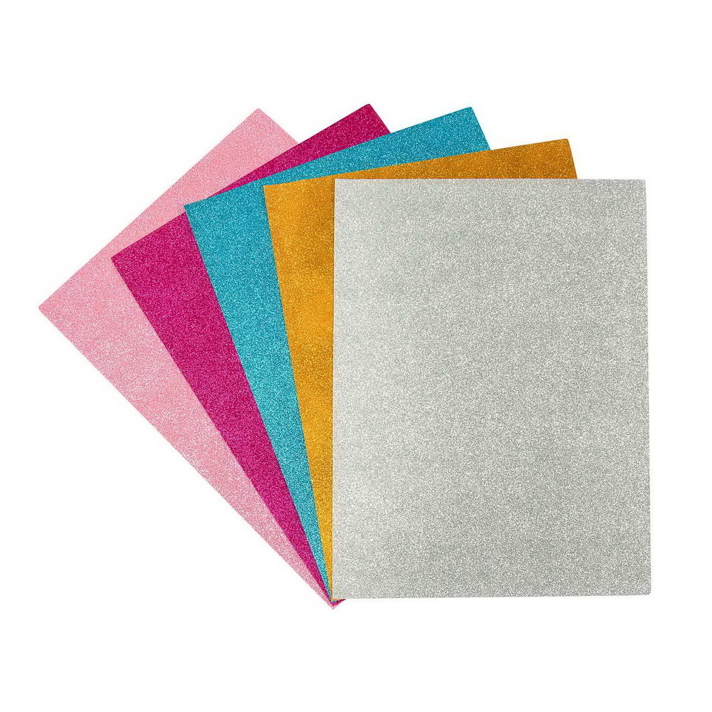 handicraft scrapbook self adhesive back glue DIY custom logo cheap factory price eva foam glitter sheet