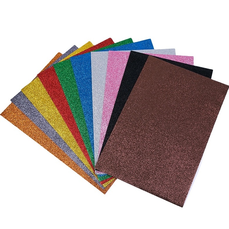 handicraft scrapbook self adhesive back glue DIY custom logo cheap factory price eva foam glitter sheet