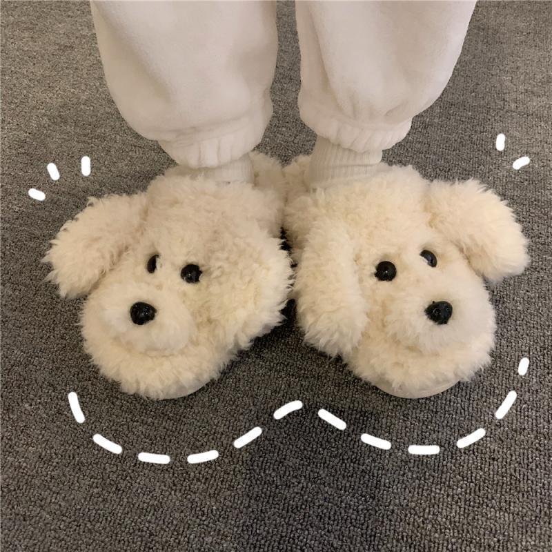 XIXITIAO Cheap teddy bear fluffy animal cute non slip winter indoor dog slippers fur slides kids slippers for  women