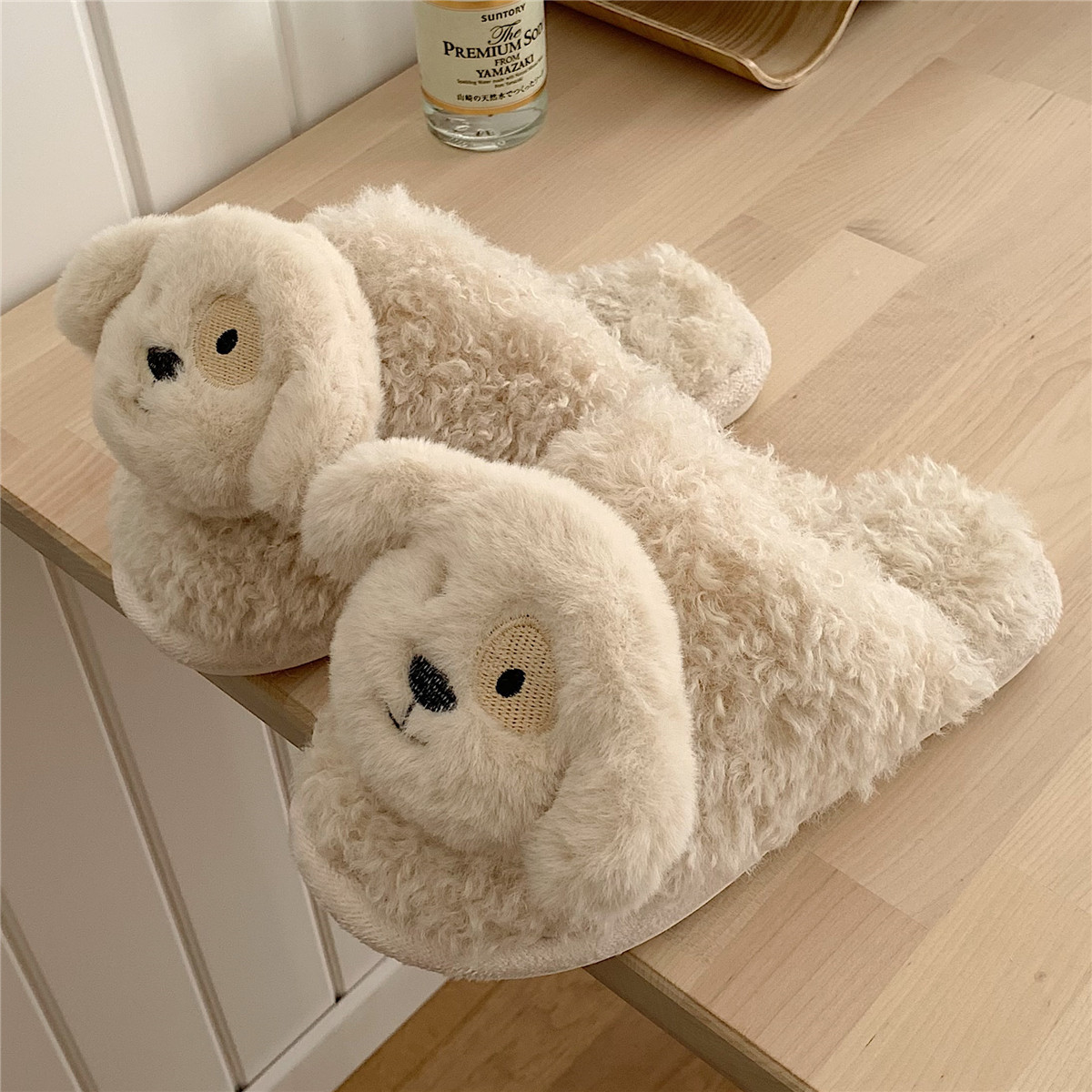 XIXITIAO Indoor slippers cotton winter house women animal 2023 fluffy plush with dogs big eye dog fur faux shearling slippers