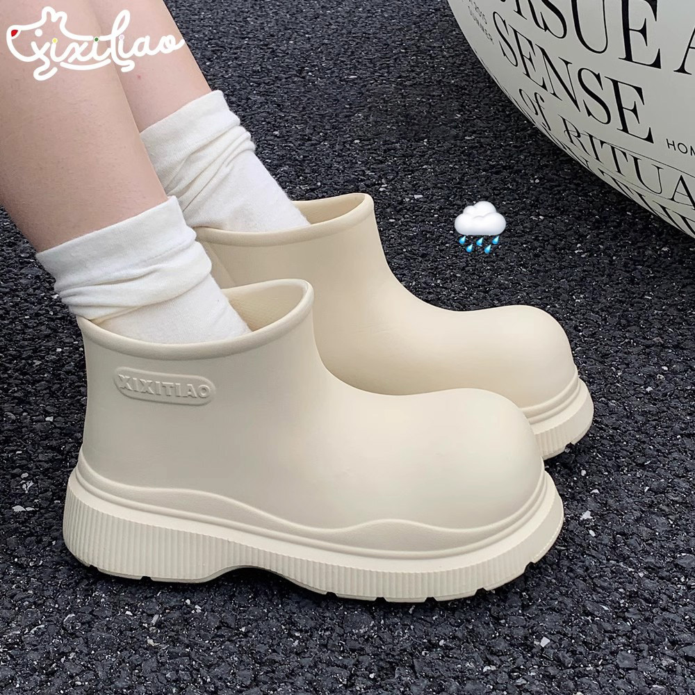 XIXITIAO fashionable plain color ladies plastic rain boots women shoes waterproof rain boots girls