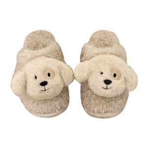 XIXITIAO Indoor slippers cotton winter house women animal 2023 fluffy plush with dogs big eye dog fur faux shearling slippers