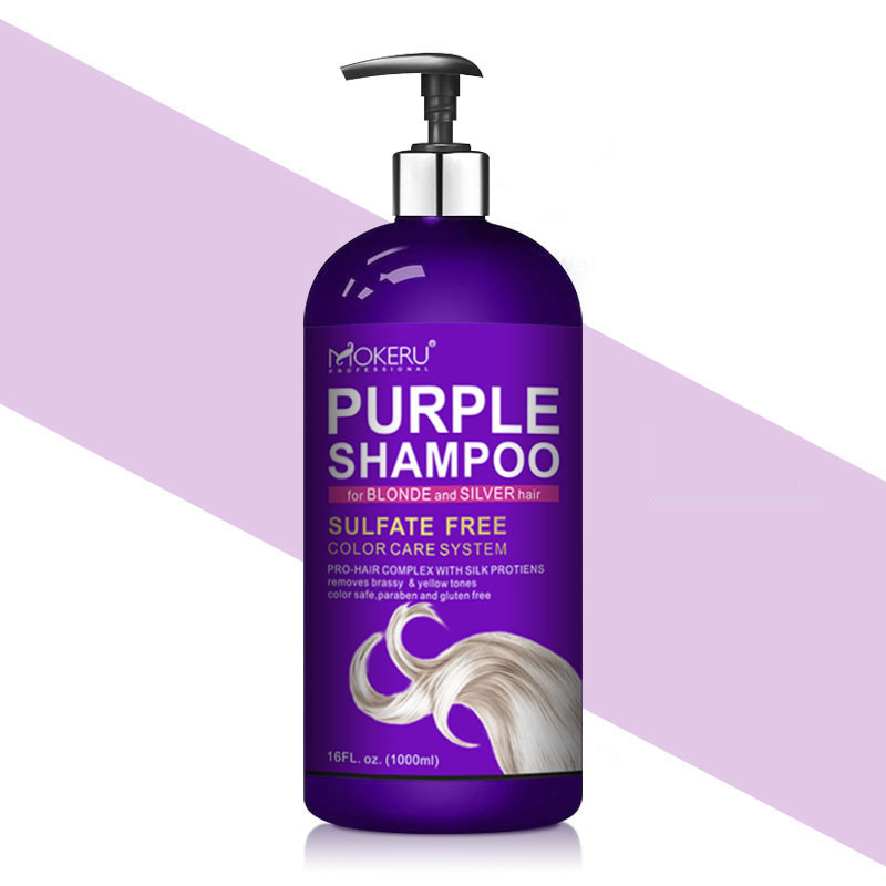 MOKERU purple silver ash color shampoo bleached yellow color brassy- away tones hair removed color dye shampoo