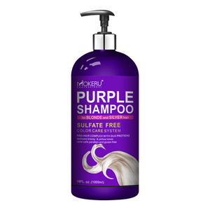 MOKERU purple silver ash color shampoo bleached yellow color brassy- away tones hair removed color dye shampoo