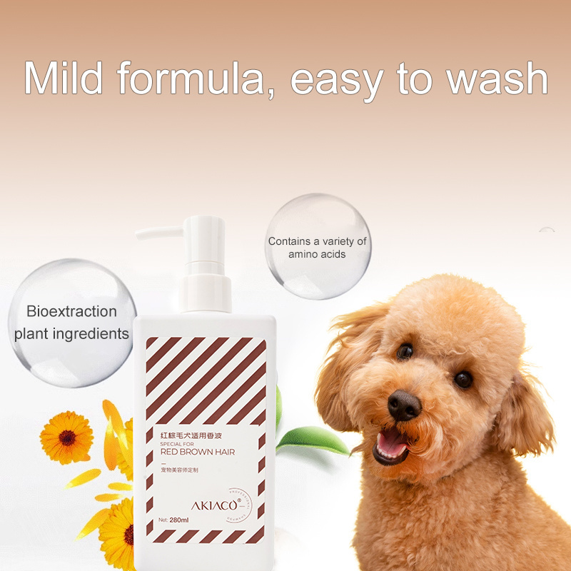 AKIACO Custom Eco-friendly Dog Bathing Shower Gel Deodorizing And Anti Mite Pet Shampoo For Red Brown Haired Dogs