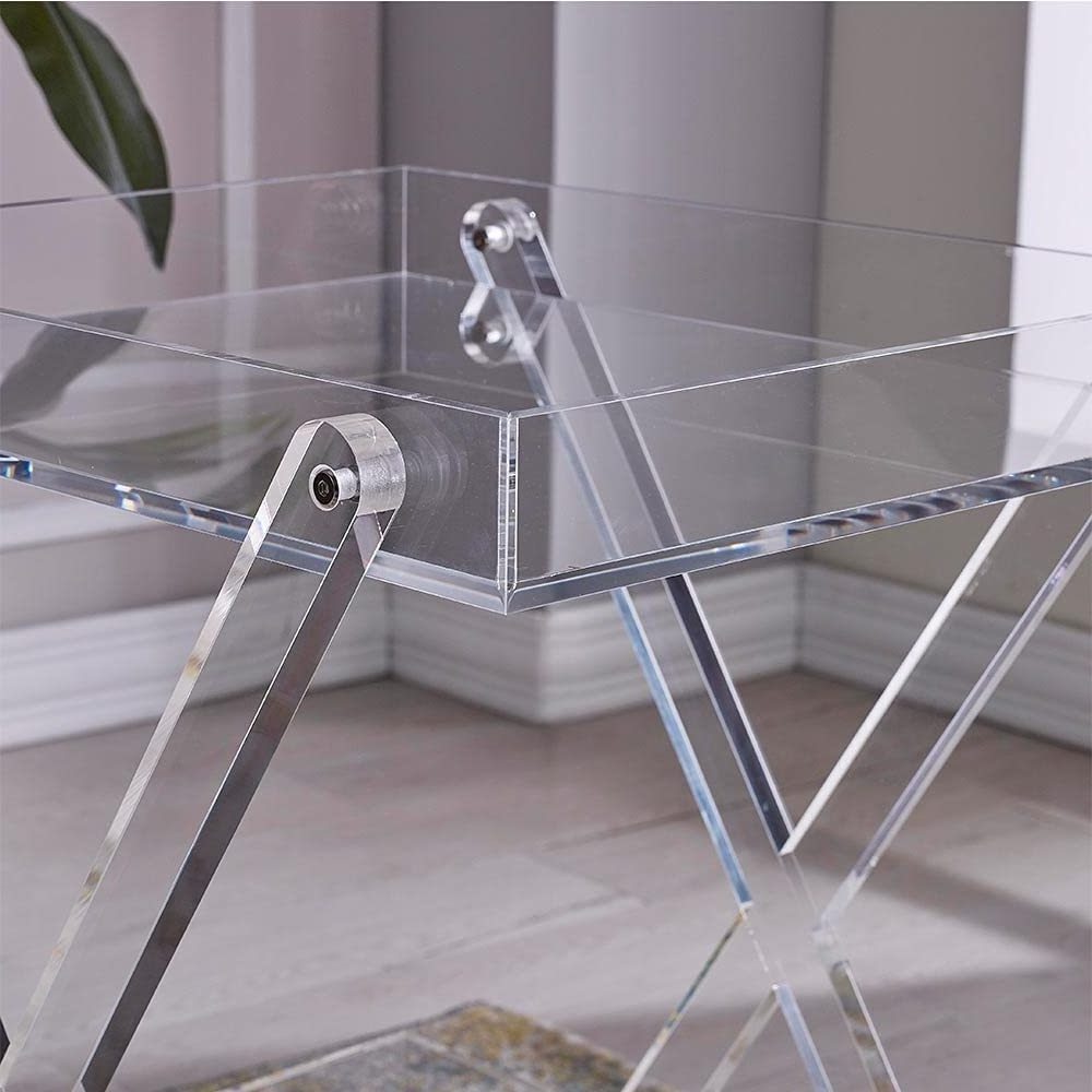 Modern Style clear Furniture Acrylic KD table with tray for Living room/kitchen/Bed Room