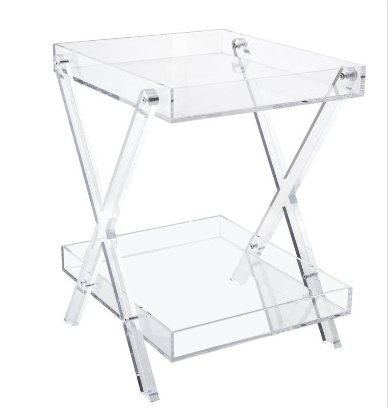 Modern Style clear Furniture Acrylic KD table with tray for Living room/kitchen/Bed Room