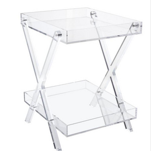 Modern Style clear Furniture Acrylic KD table with tray for Living room/kitchen/Bed Room