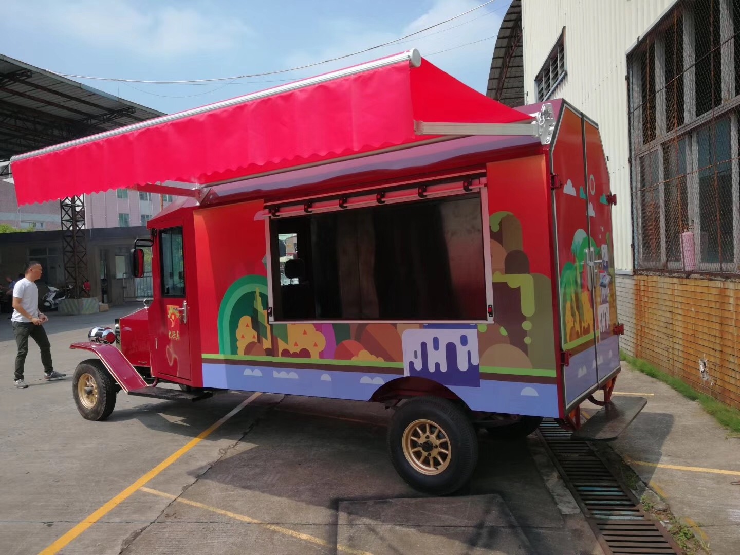 Antique Design Food Kisok Street Vending Carts Mobile Fast Food Car in China