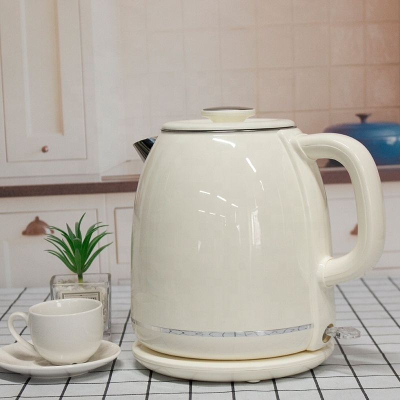 1835 New arrival good price home appliance 1.8 liter double layer retro style kitchen kettle retro cream electric kettle