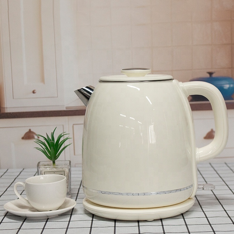 1835 New arrival good price home appliance 1.8 liter double layer retro style kitchen kettle retro cream electric kettle