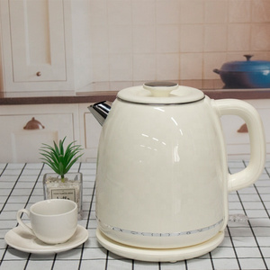 1835 New arrival good price home appliance 1.8 liter double layer retro style kitchen kettle retro cream electric kettle