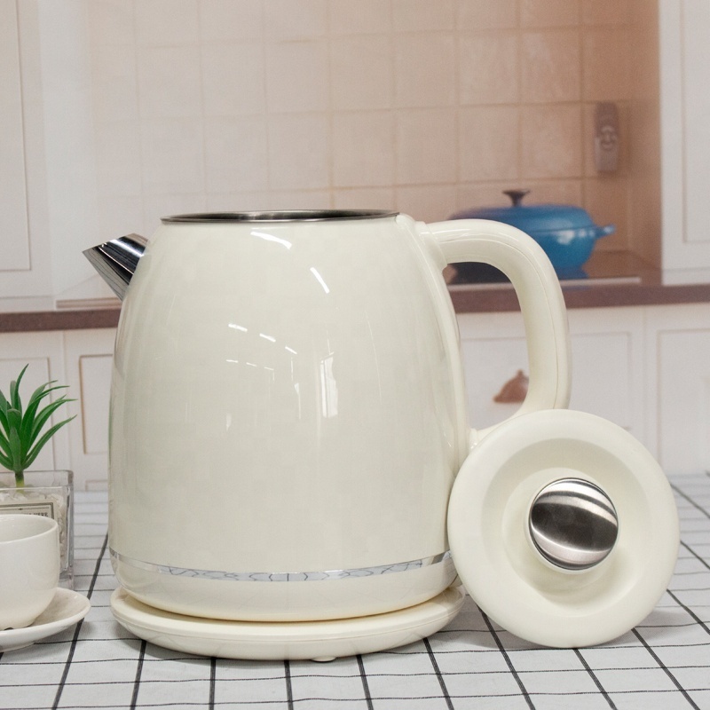 1835 New arrival good price home appliance 1.8 liter double layer retro style kitchen kettle retro cream electric kettle