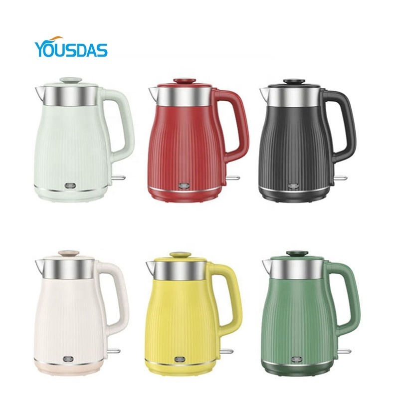 Yousdas Direct Sale Home Appliance 1.8L 220V Stainless Steel Double Wall Electric Water Kettle Double Electric Kettle