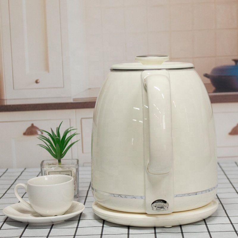 1835 New arrival good price home appliance 1.8 liter double layer retro style kitchen kettle retro cream electric kettle