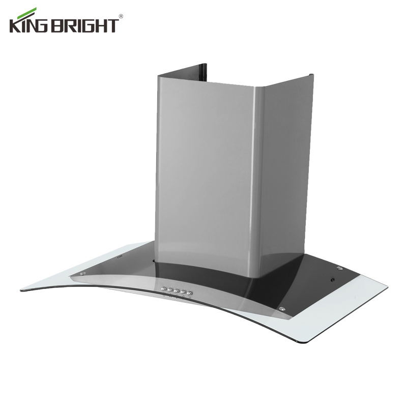 Modern Novel Design Stainless Steel Curved Glass Chimney 70cm Baffle Filter Extractor Kitchen Chimney Hood