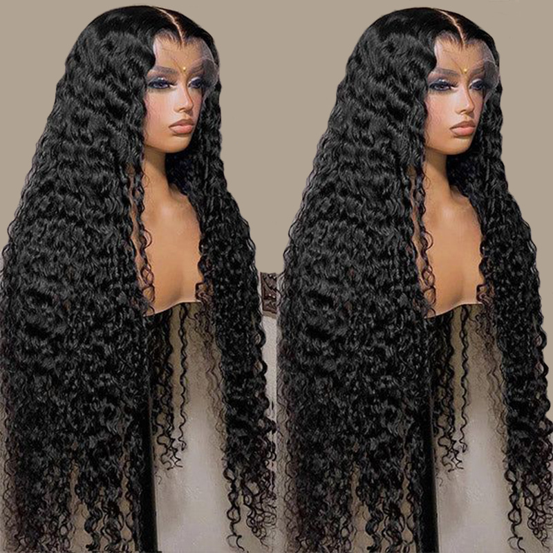 Wigs Factory Wholesale Bulk Sale Indian Raw Virgin Human Hair Deep Wave 13*4 HD Transparent Lace Front Wigs