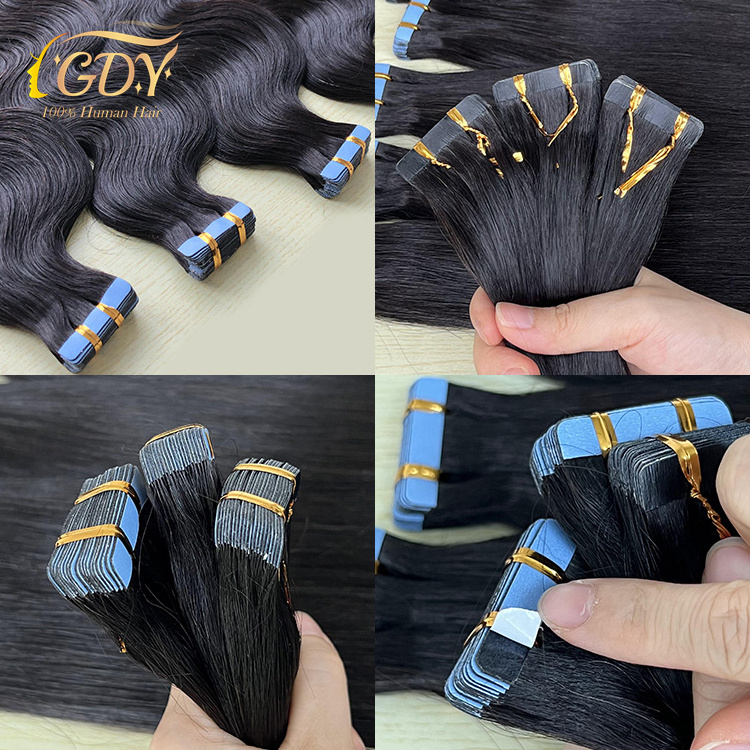 GDYhair Large Stock Tap Ins Top Quality Virgin Hair 100 Remy Brazilian Human Hair Double Drawn Hair Tape In Extensions