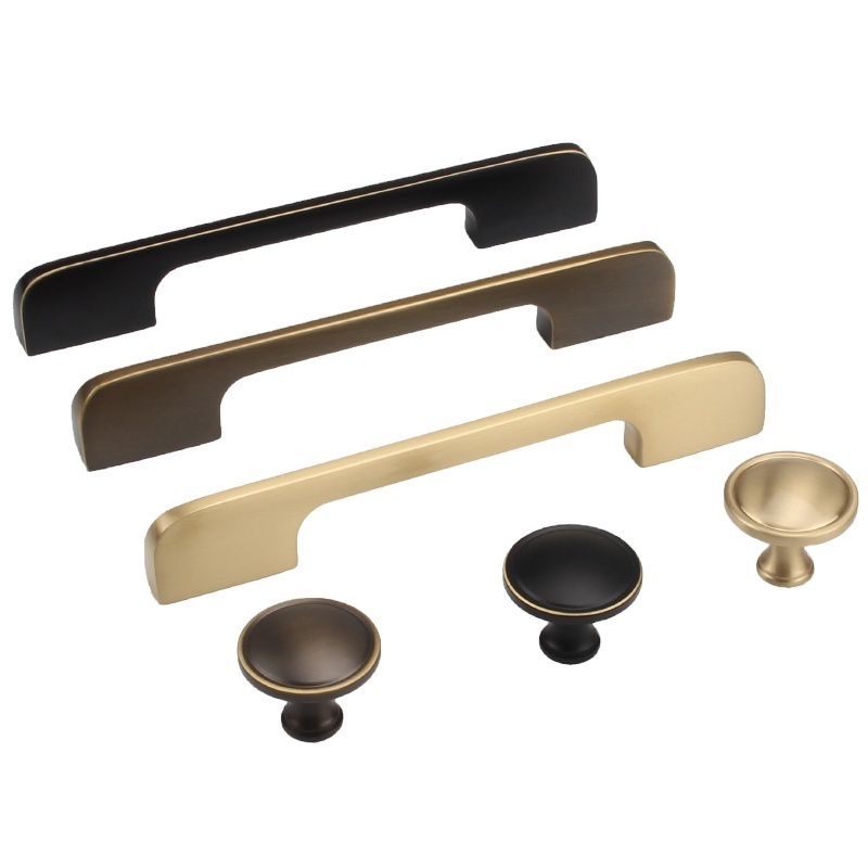 American pure brass handle modern and simple wardrobe gold all copper handle cabinet door drawer Nordic door handle