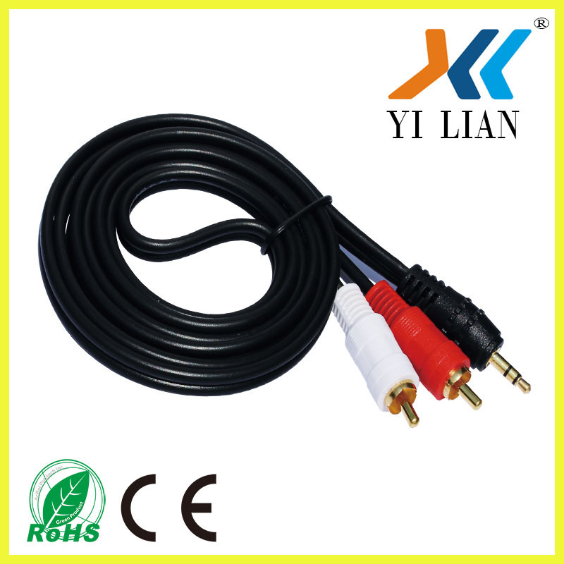 Factory hot sale 3.5mm To 2 Rca Male To Male Audio Video Cable & Auxiliary Y Splitter Cable for HDTV