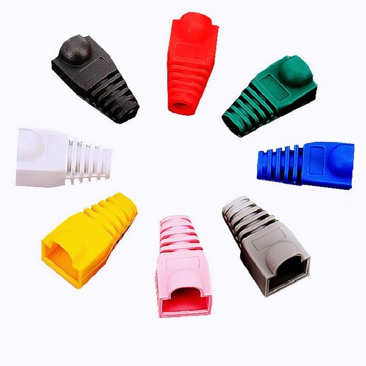 RJ45 Boot for Network Cable White OEM Rj45 Female Connector High Quality Soft Plastic Two Forks Rj45 BOOT Cover Caps Female Rj11