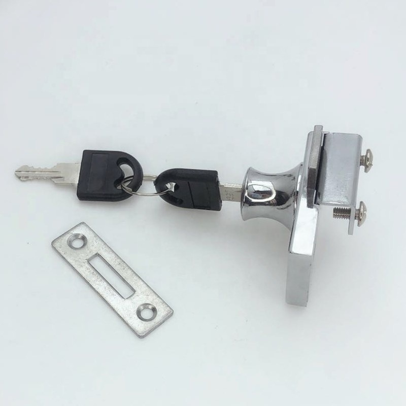 409 Zinc Alloy Showcase Lock No Drill Glass Door Lock Display Cabinet Drawer Lock with Key for 5.5-9.5mm Glass Door