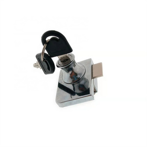 409 Zinc Alloy Showcase Lock No Drill Glass Door Lock Display Cabinet Drawer Lock with Key for 5.5-9.5mm Glass Door