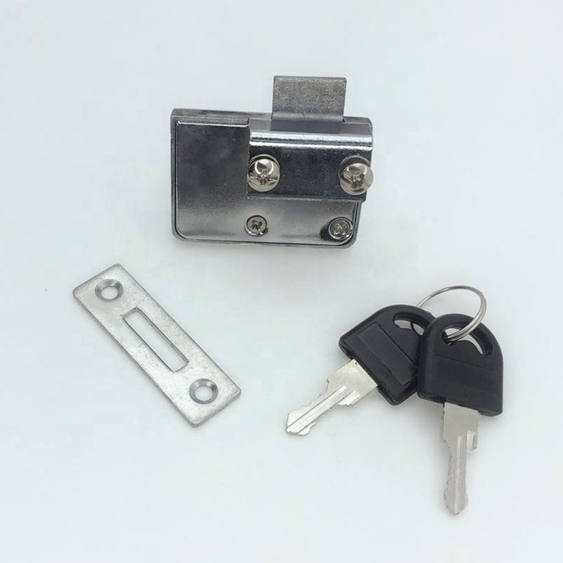 409 Zinc Alloy Showcase Lock No Drill Glass Door Lock Display Cabinet Drawer Lock with Key for 5.5-9.5mm Glass Door