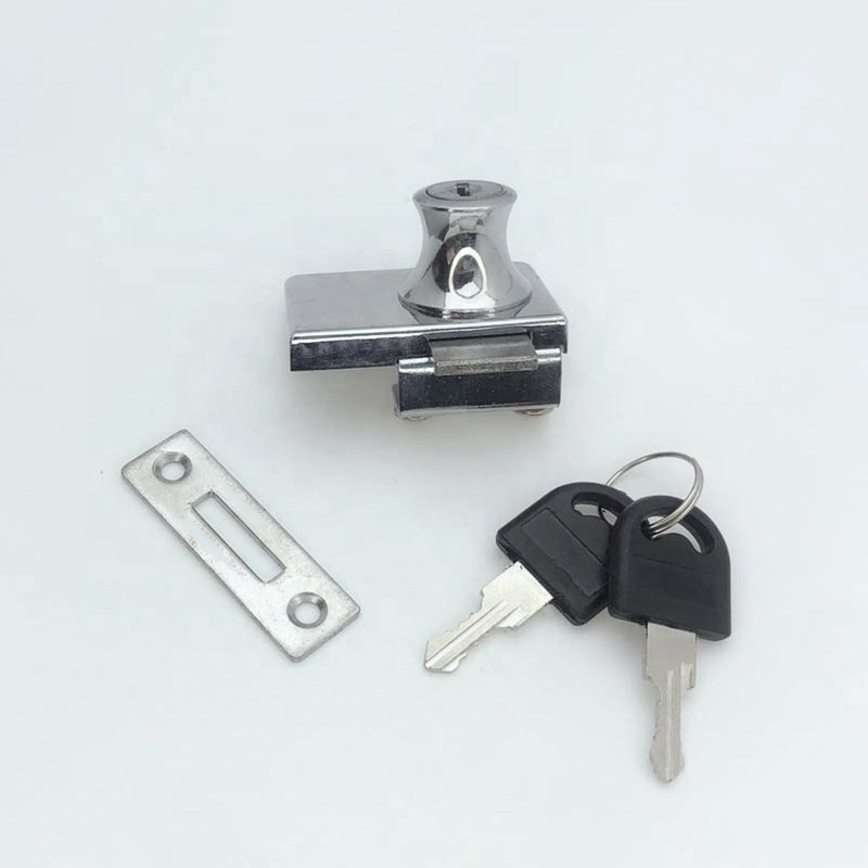 409 Zinc Alloy Showcase Lock No Drill Glass Door Lock Display Cabinet Drawer Lock with Key for 5.5-9.5mm Glass Door