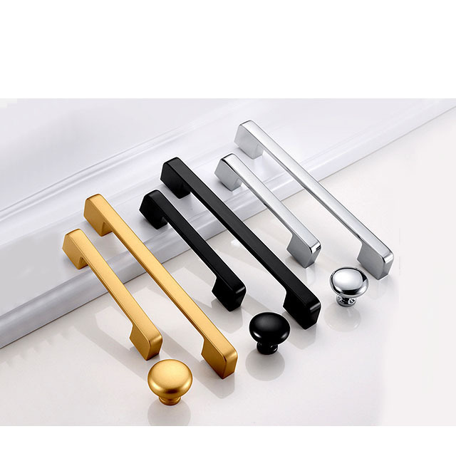 YL Brushed Brass Square Cabinet Handles Multiple Sizes Furniture Hardware Round Edge Kitchen Bedroom Pulls