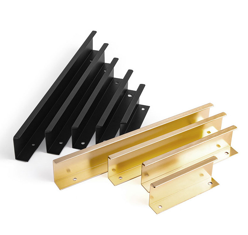 YL  Invisible Gold & Black Arc Furniture Pull Handles for Cabinets Wardrobes Dressers Cupboards Kitchen & Bedroom Drawers Pull