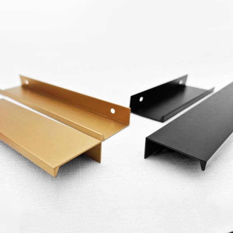 YL  furniture accessories desk drawer card handle and knobs aluminium pull edge brass kitchen cabinet handle