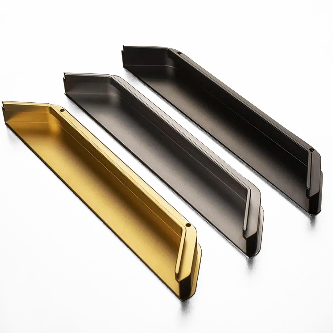 YL Furniture Cabinet Door Finger Edge Pulls Brass Hidden Concealed Handles Embedded Kitchen Drawer Pulls