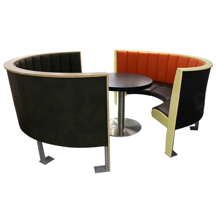 Manufacturer supply foshan restaurant curve half round booth seating for sale