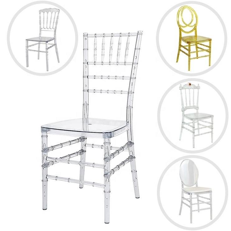 Wholesale transparent  resin napoleon Chiavari Chairs wedding chair chavari party  tiffany  chivari chairs clear acrylic hotel