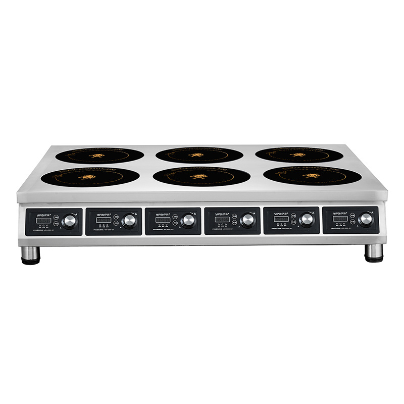 High Quality Low Price Embedded 6 Burners Induction Wok multi-head Cooker High-power  CE CB approved six heads Induction stove