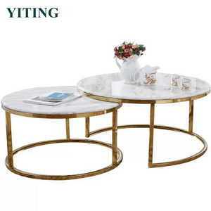 Stainless steel high gloss granite marble top small oval round rotating kitchen dining table