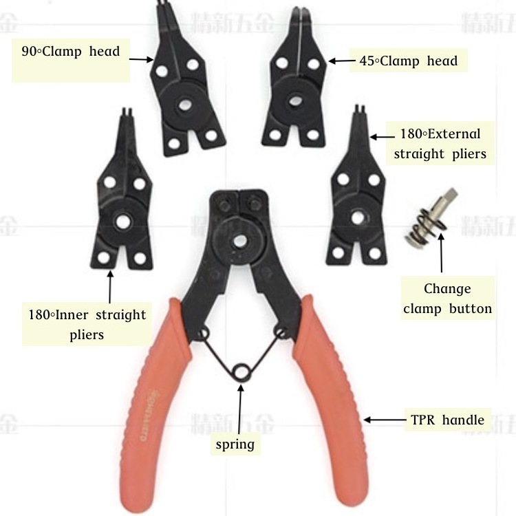 Snap Ring Plier 4 IN 1 Multifunctional Snap Ring Pliers Multi Tools Multi Crimp Tool Internal External Ring Remover