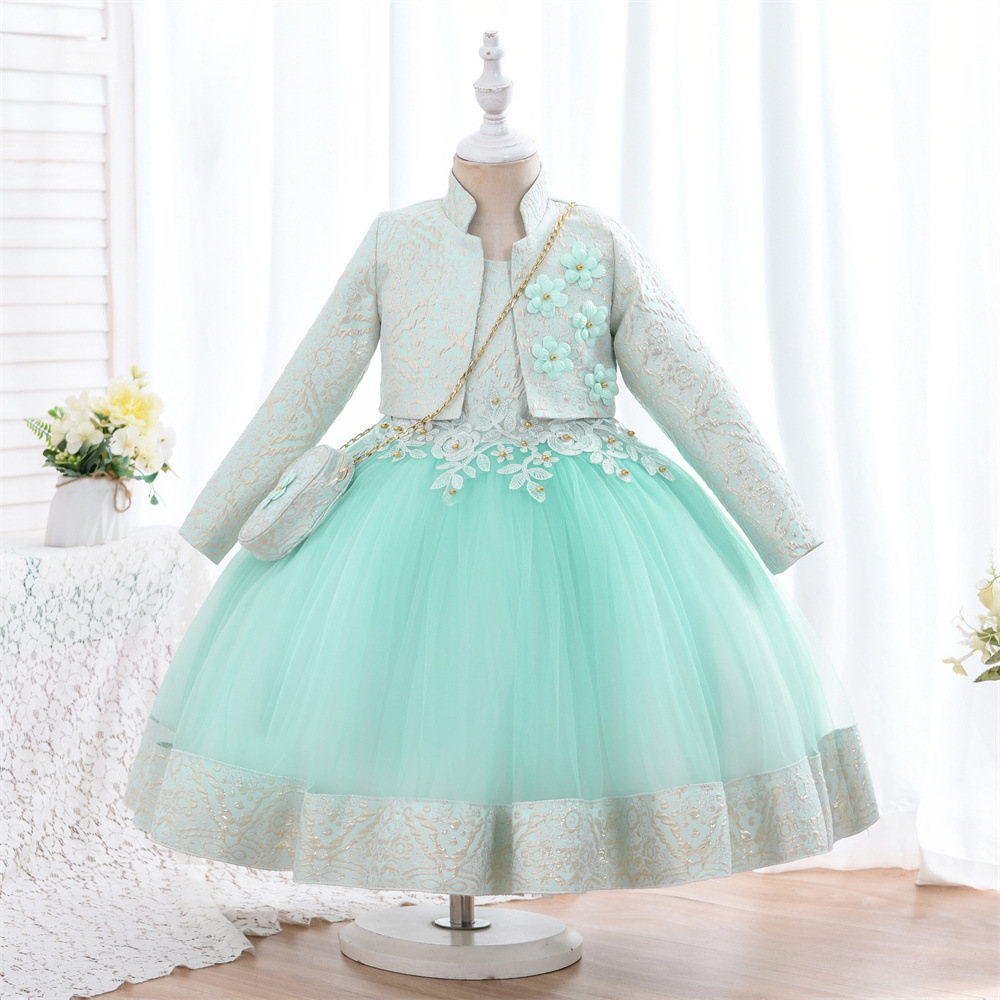 High quality  Hot sale autumn and winter flower girls dresses princess girls dresses for wedding birthday party