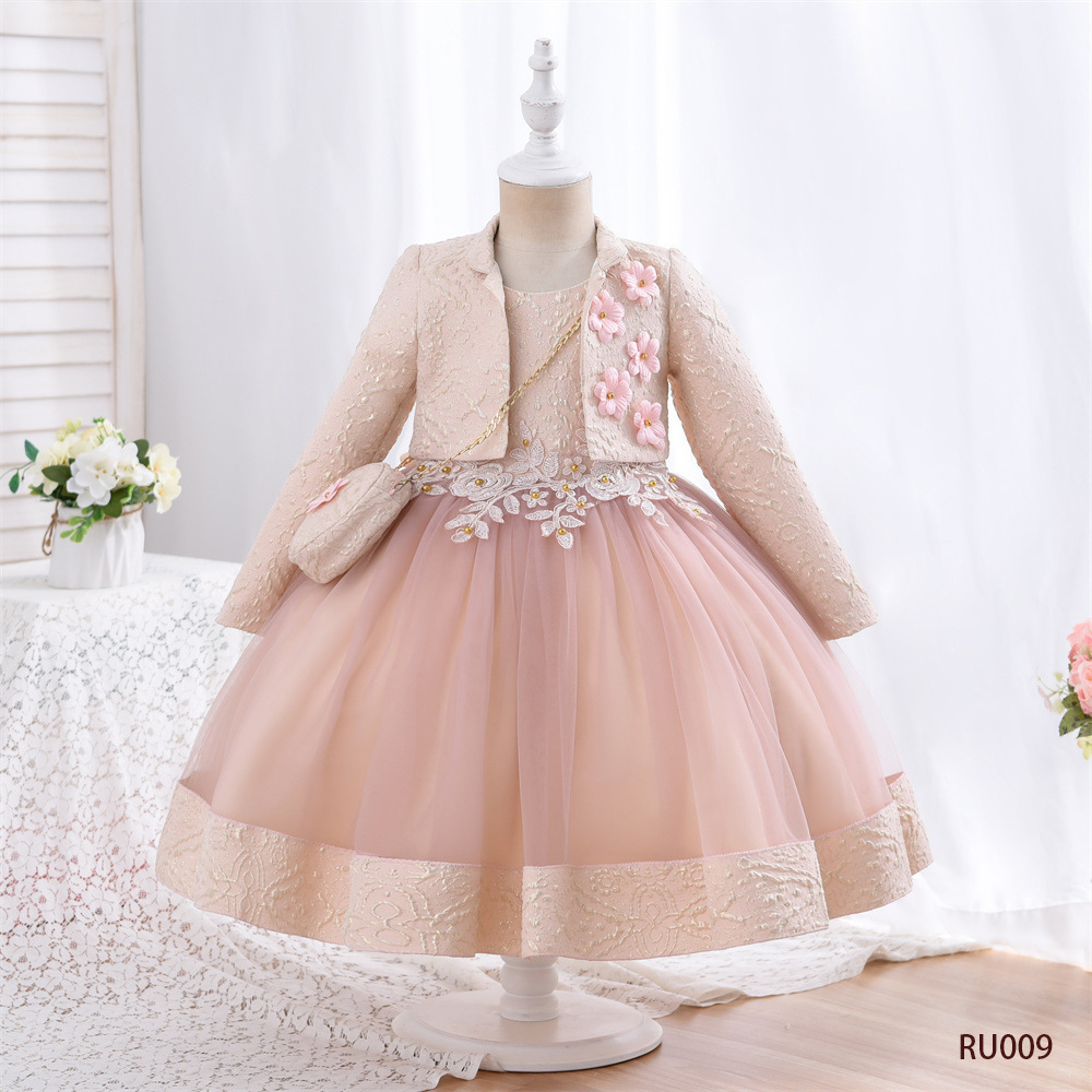 High quality  Hot sale autumn and winter flower girls dresses princess girls dresses for wedding birthday party