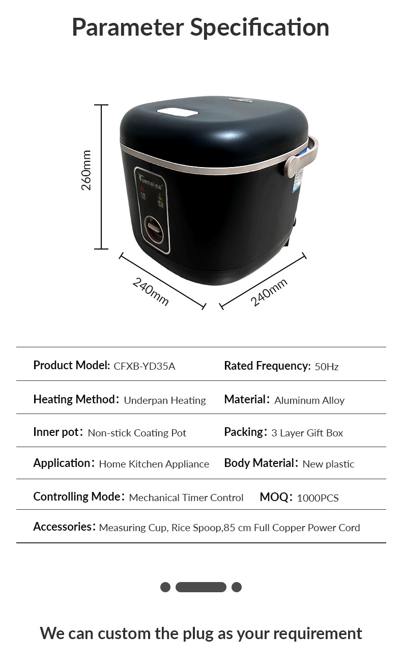 OEM Custom small kitchen appliances elegant rice cooker 1.5l  Wholesale Non-Stick Coating rice cooker inner pot for household