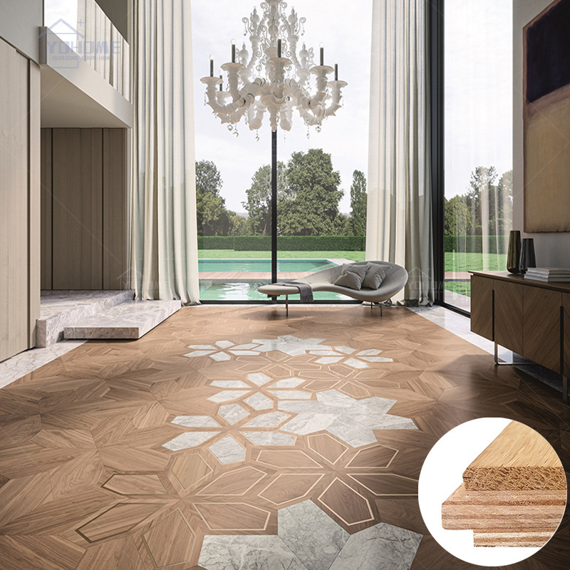 Yohome 2024 new design parquet massif point de hongrie exotic hardwood floor leaf parquet versailles modern flooring